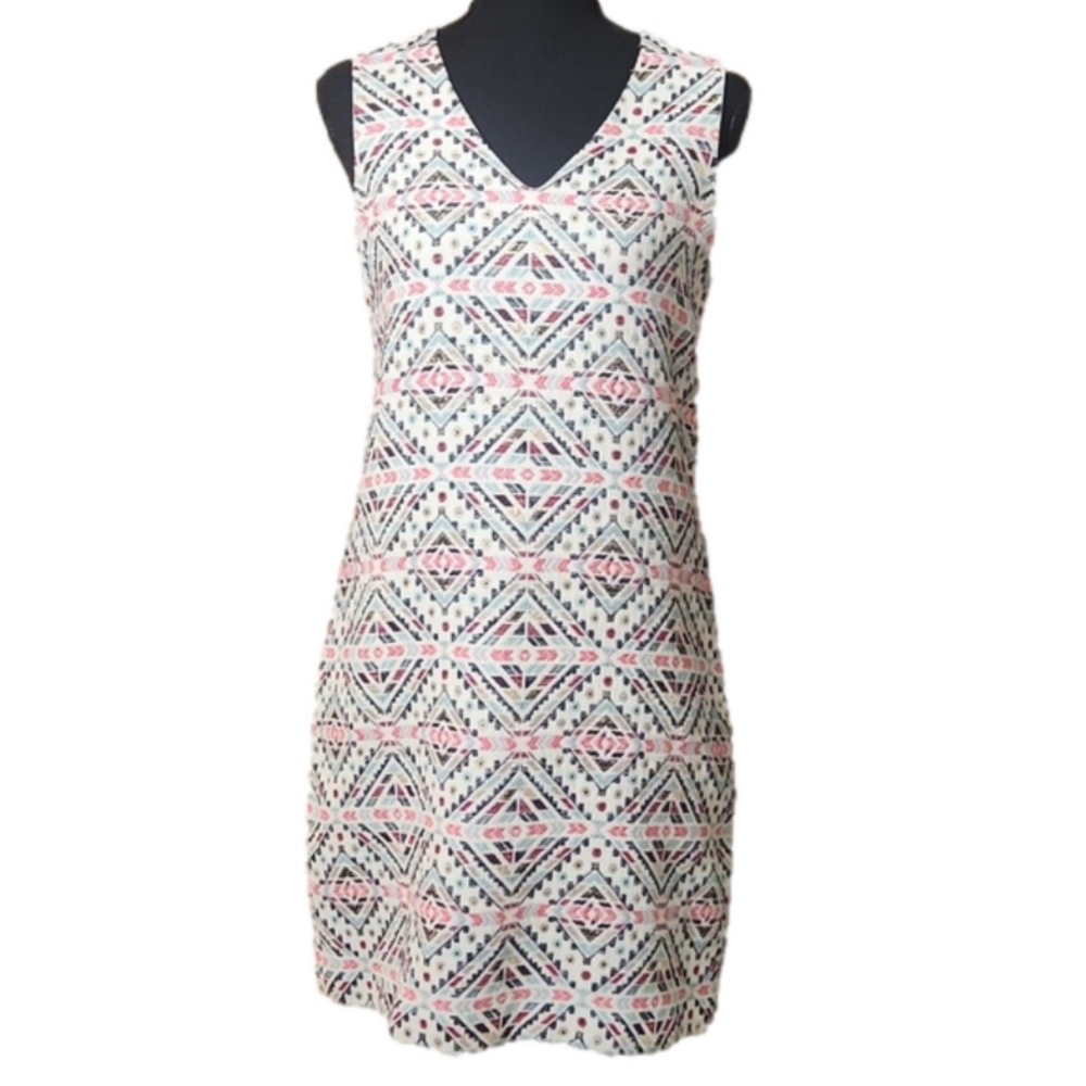 Vilagallo geometric print shift dress, size 40